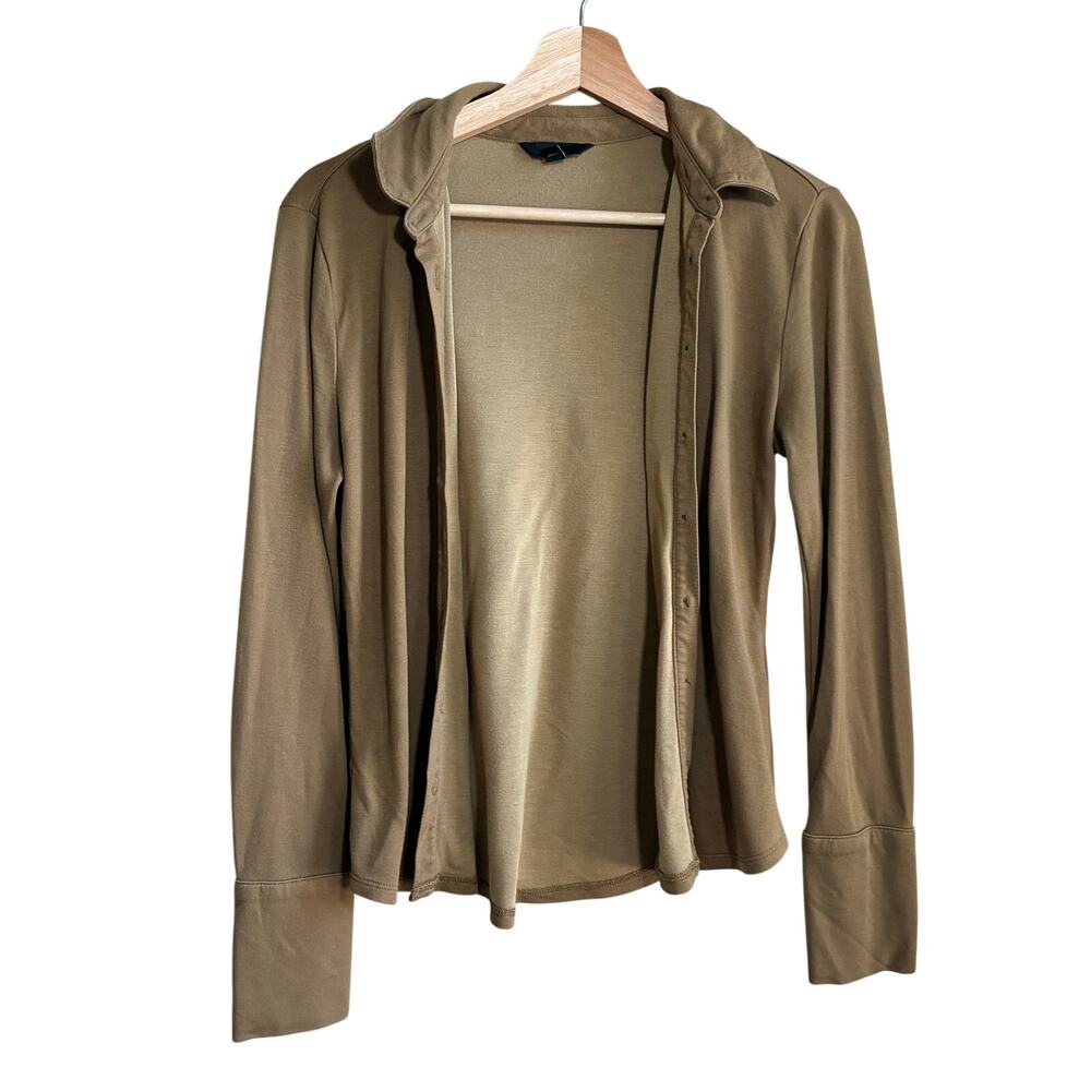 Banana Republic tan brown button front long‎ sleeved shirt women's size small